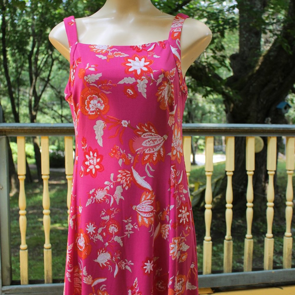 NWT Chaps Floral Dress Hibscus Multi Colored and Lined Speghetti Straps Sz 6